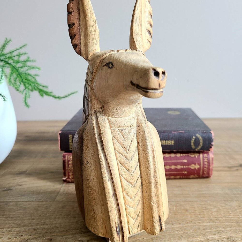 Anubis bust wooden hand carved figuring. Egyptian mythology. Home decor.8 1.4'' - Picture 7 of 9